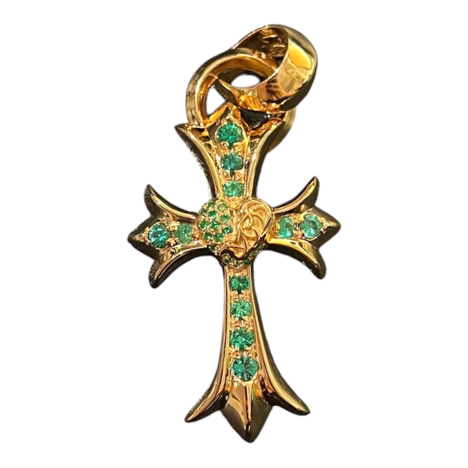 Chrome Hearts Emerald Heart Cross Pendant