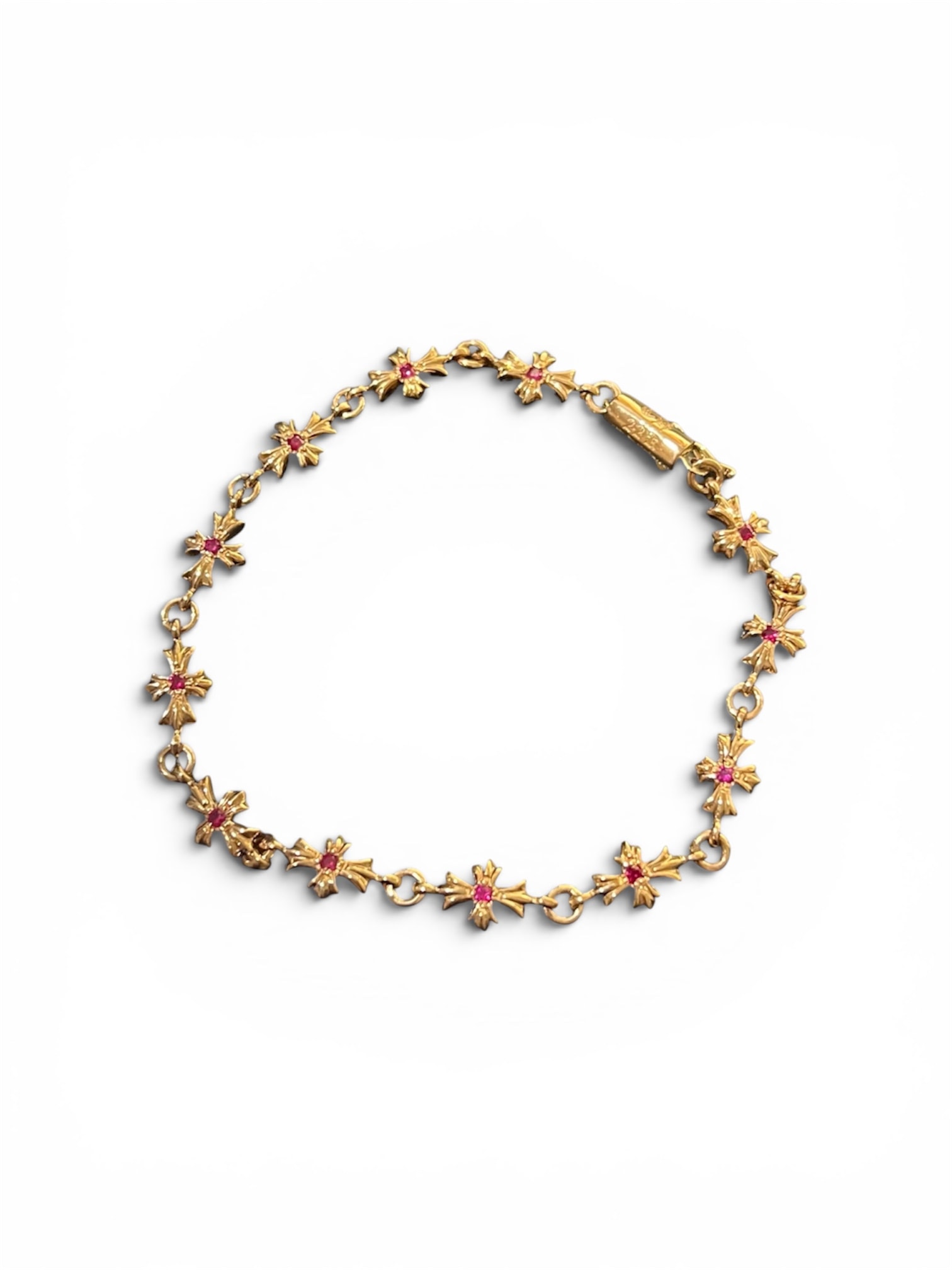 Chrome Hearts Gold Ruby Tiny E Bracelet